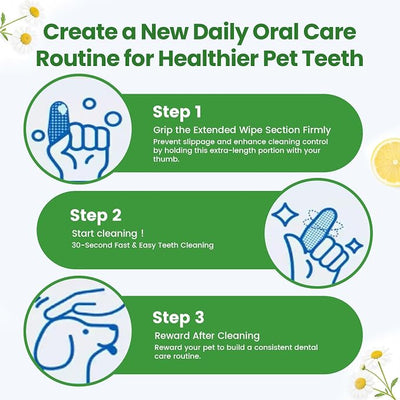 Dog Dental Care Wipes - 60Ct Tooth Brushing kit, Heavy Duty Teeth Cleaning for Dogs & Cats, Remove Tartar & Plaque, Dog Breath Freshener, Dog Toothbrush & Toothpaste Alternatives (Mint)