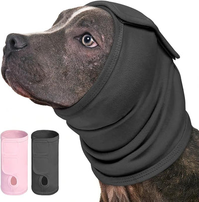 AOFITEE Dog Calming Hoodie, Anti-Slip Headband for Dog Hematoma, Adjustable Dog Ear Muffs Cover for Noise Anxiety, Dog No Shake Ear Wrap for Grooming, Fireworks, Thunderstorms, Drying, Grey S