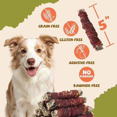Dog Treats, Duck Wrapped Cod Skin Sticks for Dogs, Natural Fish Dog Chews Rich in Omega 3, Rawhide-Free Long Lasting Duck Jerky Dog Training Treats for Small Medium Large Breeds,10.6 oz