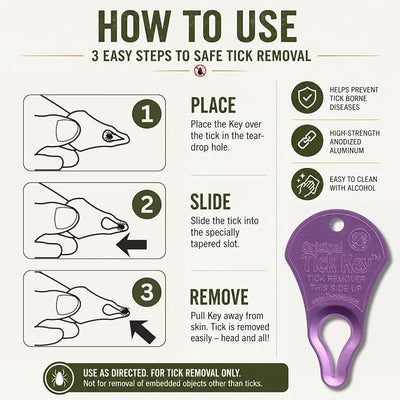 The Original Tick Key - Tick Detaching Device - Portable, Safe and Highly Effective Tick Detaching Tool (Magenta)