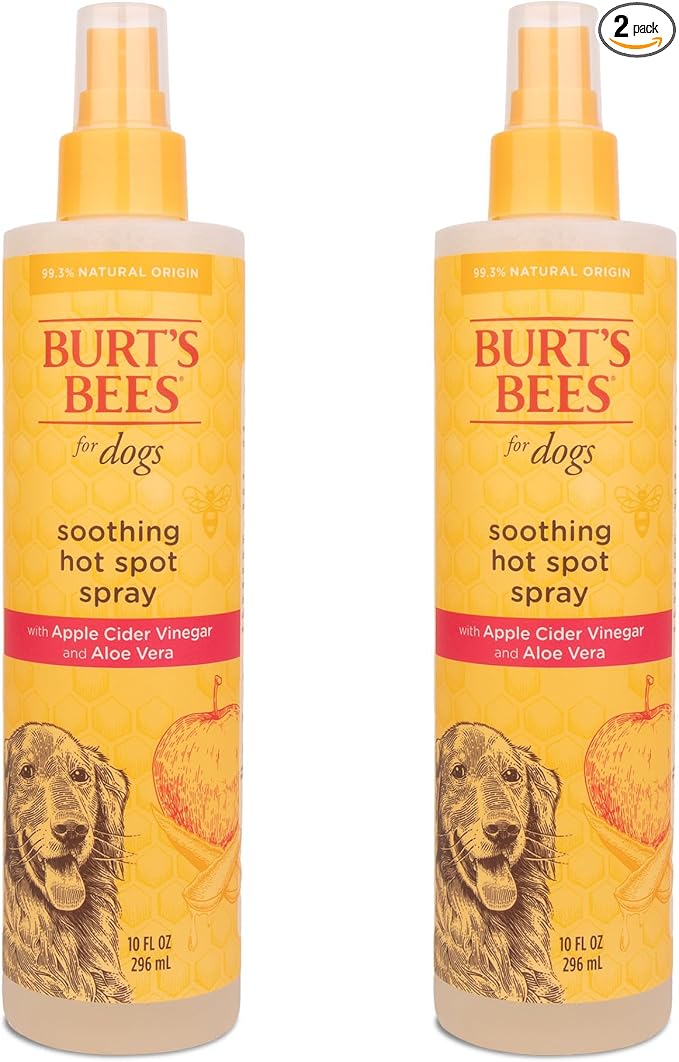BURT'S BEES FOR PETS Hot Spot Spray with Apple Cider Vinegar and Aloe Vera, 95% Natural Origin Formulas, Dog Spray for Itchy Dogs, Dog Spray Itchy Skin Relief, 2pk 10oz