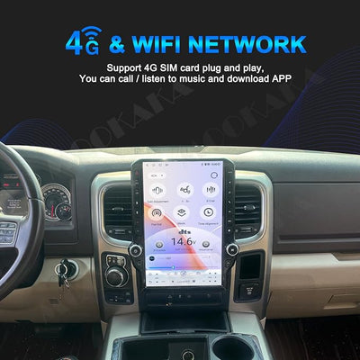 14.5 Inch Android Car Radio for Dodge RAM 1500 2500 3500 2013-2018 Truck Stereo Upgrade Tesla Style Touch Screen Carplay Android Auto GPS Navigation Head Unit (8-128GB)