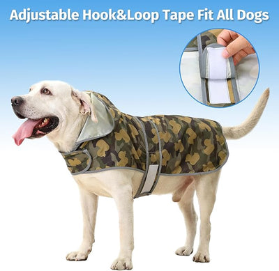 Dog Raincoat for Large Dogs Waterproof Jacket Hooded Rain Coats with Reflective Strips Leash Hole & Poncho Adjustable Fit (CamoDuck,XL)