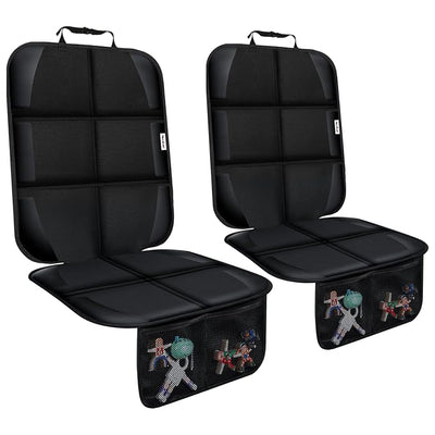 Meolsaek Car Seat Protector for Child Car Seat, Durable 600D Fabric Waterproof Car Seat Cover with Thick Pad Non-Slip Backing，No Imprints (Thicker Black-2pc)