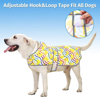 Dog Raincoat for Large Dogs Waterproof Jacket Hooded Rain Coats with Reflective Strips Leash Hole & Poncho Adjustable Fit (Rainbow,XXL)
