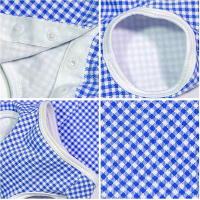 Dog’s Recovery Suit Post Surgery Shirt for Puppy, Wound Protective Clothes for Little Animals(Blue White Plaid-XXS)