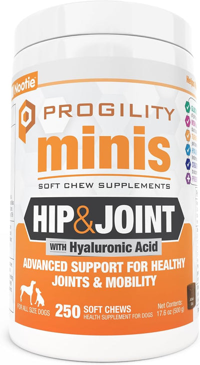 Progility Hip & Joint Supplement for Dogs – Daily Joint Support with Glucosamine, MSM, Chondroitin & Hyaluronic Acid, Soft Chews Value Pack (250 Count)