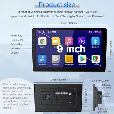 Haudio 9 Inch Double Din Car Stereo, Android 13 Touchscreen Radio with Wireless Apple CarPlay & Android Auto, 2GB+64GB, GPS, Bluetooth, WiFi, FM/AM/RDS, Mirror Link, 720P AHD Backup Camera