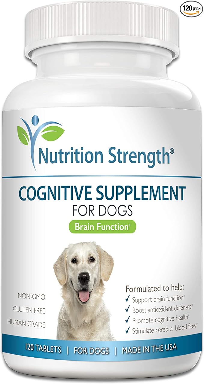 Cognitive Support for Dogs, Promotes Dog Brain Health, Mental Support Supplement for Cognitive Difficulties, 120 Chewable Tablets