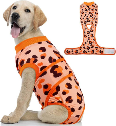 Kuoser Dog Recovery Suit for Dogs After Surgery,Professional Surgical Onesie for Female Male Dogs Spay Neuter,Soft Dog Surgery Suit Bodysuit for Abdominal Wounds Skin Disease,Orange L