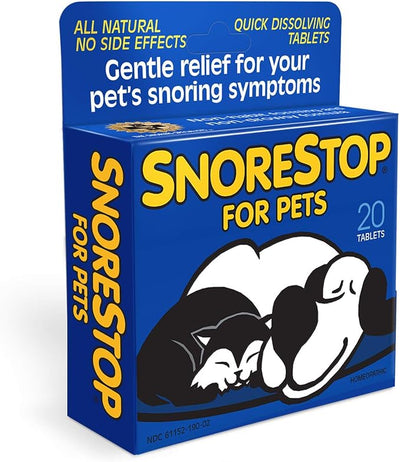 SnoreStop for Pets 20 Chewable Tablets Natural Anti-Snoring Solution Snore Relief for Dogs Cats Stop Snoring Aid Sleep Remedy Device Free Helps Stop Snores Anti-Snore Pills