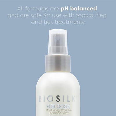 BioSilk for Dogs Silk Therapy Deep Moisture Waterless Shampoo Spray, No Rinse Between-Bath Dog Grooming Spray, Sulfate and Paraben Free, pH Balanced, Made in USA, 8 Fl Oz