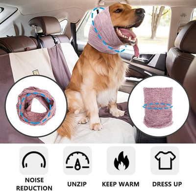 Quiet Ears for Dogs & Cats - Ear Muffs for Anxiety Relief & Noise Protection, Pink Snood