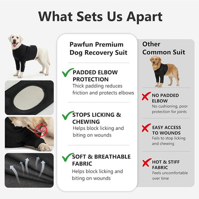 Dog Recovery Suit for Front Legs, Dog Elbow Protector with Padded Elbow Coverage to Stop Licking, Front Leg Sleeve for Hot Spots, Wounds, Hygroma, Calluses & Post-Surgery Care,Black,L