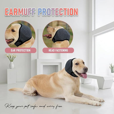 Dog Head Wrap - No Shake Ear Wrap Snood for Noise & Anxiety Relief, Ear Protector with Calming Hoodie, Dog Headband Ear Muffs for Hematoma, Grooming and Drying (Pearl Gray, M(Head Circle:14"-19"))