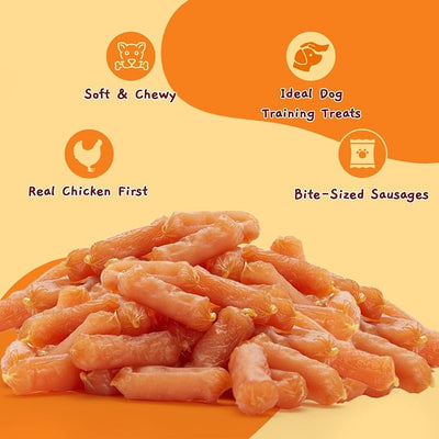 Jungle Calling 66-Count Soft Chicken Sausage Dog Treats, Slow Roasted Grain Free Chewy Snacks, Bite-Sized Easy to Chew Training Rewards for Small & Medium Dogs, 18 oz Value Pack