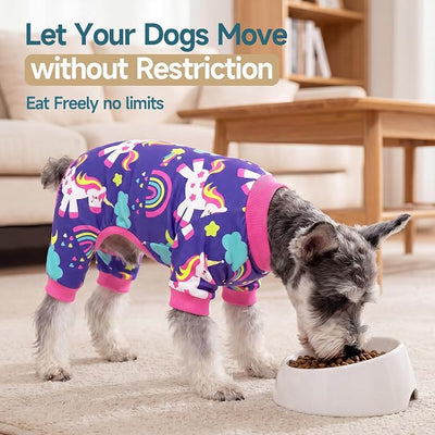 XPUDAC 4 Pieces Dog Pajamas Stretchy Dog Pjs Soft Cute Doggie Clothes for Small Medium Dogs Boy Girl Cats Pet Outfits, XX-Large