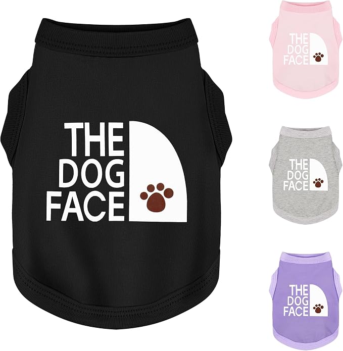 Personality Canine Attire: Soft, Lightweight Cotton Dog Clothes with 'The Dog Face' Print. Small and Medium Breeds, Perfect for Everyday Wear, Comfortable and Breathable Dog Shirt Black XXL