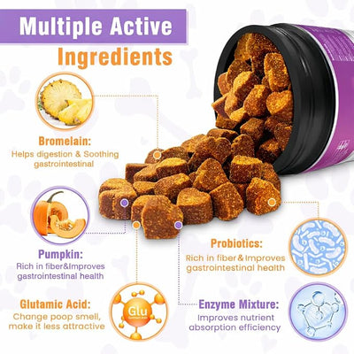 200 Chews No Poo Chews-No Poop Eating Deterrent for Dog-Coprophagia Deterrent for Dogs-Prevent Stop Dogs from Eating Poop Supplement with Digestive Enzymes&Probiotics-Breath Freshener-Chicken