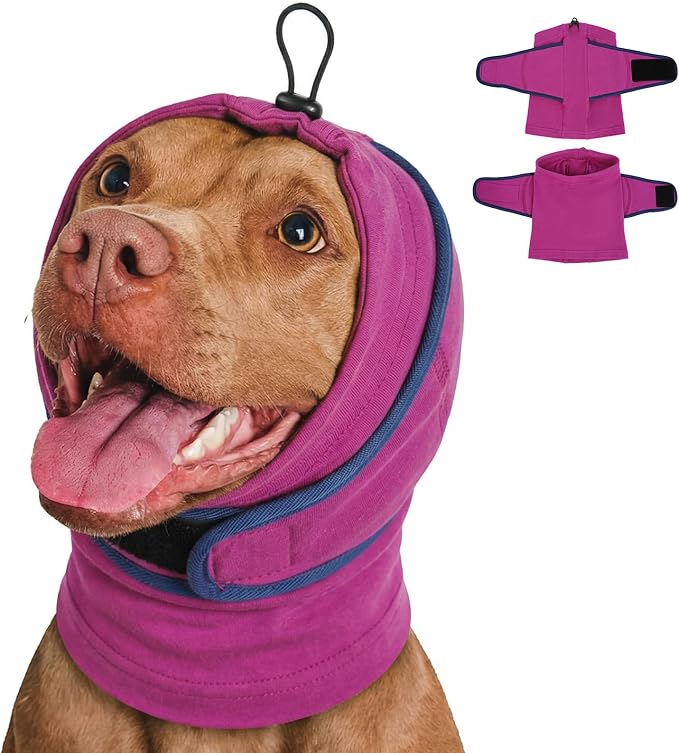 MIGOHI XL Ear Muffs for Dogs Noise, Breathable No Shake Ear Wrap for Hematoma, Dog Calming Hoodie for Thunderstorms Bath Grooming Car Rides, Ears Protection for Large Dogs German Shepherds, Purple XL