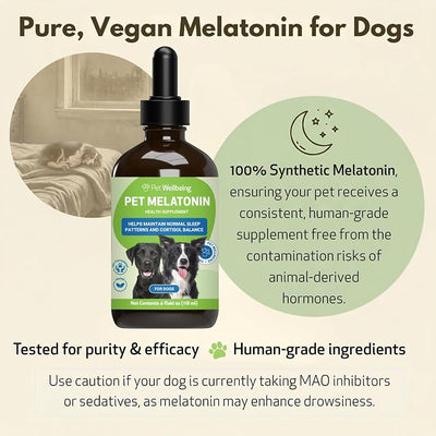 Pet Wellbeing Pet Melatonin for Dogs - Vet-Formulated Holistic Sleep Support - Healthy Sleep Patterns, Circadian Rhythm Balance - Liquid Melatonin Supplement - Made for Dogs 4 oz (118 ml)