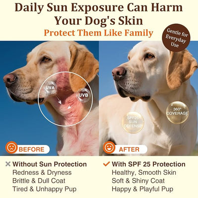 Dog Sun Protection Spray – Lightweight, Oil-Based UV Shield for Sensitive Skin | Soothing & Moisturizing Formula with Aloe, Calendula and Oat – Essential for Short & Light-Colored Coats