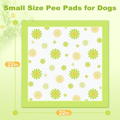 MIZOK Puppy Pads 100 Counts 22"x22" , Dog Pee Pads 6-Layer Super Absorbent & Leak-Proof, Daisy Pattern, 4-Corner Adhesive Tabs, Wee Wee Pads for Puppies & Small Dog Breeds