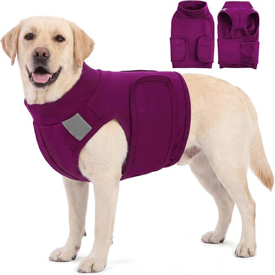 AOFITEE Dog Calming Vest for Dogs Anxiety, Dog Thunder Shirt, Anxiety Vest with Hook & Loop Closure, Reflective Dogs Compression Shirt for Fireworks Travel Vet Visit, Purple L