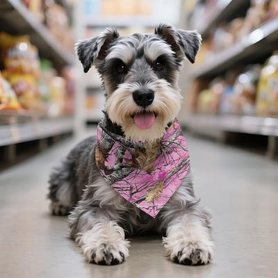 KEIAHUAN Dog Bandana for Girl Pink Branch Camo Handkerchief Adjustable Reversible Triangle Bibs Puppy Daily Handkerchief Costume Accessories for Small to Large Dogs