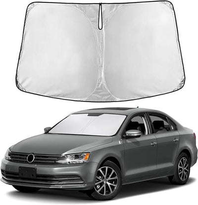 EcoNour Windshield Sunshade Compatible for Volkswagen VW Jetta 2011-2016 2017 2018, Sun Visor for Front Windshield & Window Sun Shade Cover, UV Heat Blocker & Protector, Car Accessories