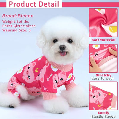 XPUDAC 4 Pieces Dog Pajamas Stretchy Dog Pjs Soft Cute Doggie Clothes for Medium Large Dogs Boy Girl Cats Pet Outfits, 4X-Large