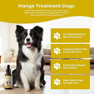 Mange Treatment Dogs, Itchy Skin Relief Drops, Helps Calm Scratching & Support Coat Recovery, Gentle Daily Dog Skin & Coat Support Supplement, 2 fl oz