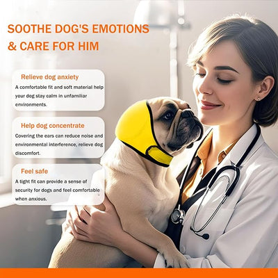 BAMY Swimming Waterproof Dog Ear Caps Calming Large Dog Ears Cover Shower Cap for Ear Protection for Bath for Grooming (Yellow, L (Size L: Head Circumference 18"-24"))