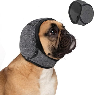 Dog Ear Muffs Noise Protection, No-Shake Ear Wrap for Hematoma Care, Bathing, Drying, Swimming & Noise Anxiety Relief (Grey, Large)
