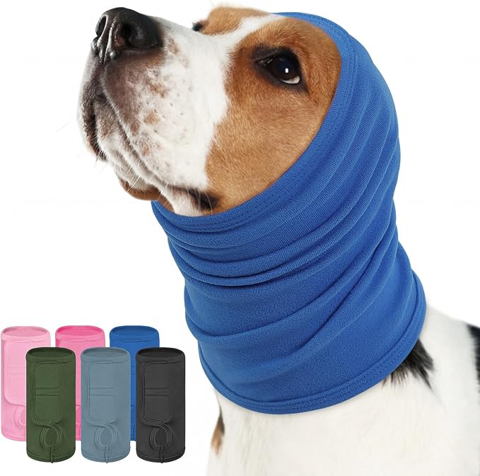 KOESON Dog Ear Wraps with Adjustable Hook & Loop, Soft No Shake Ear Wrap for Dogs Hematoma, Breathable Dog Ear Cover for Noise Protecion, Small Doggie Calming Hoodie for Thunder, Firework, Separation