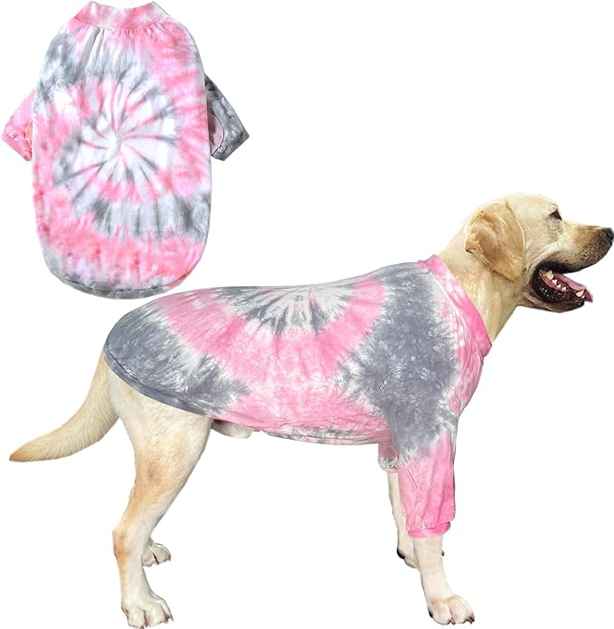 Dog Cotton Pink Tie Dye T-Shirts Soft and Stretchy Breathable Pet Shirt Pajamas Pets Clothes for Medium Dogs,M Pink Tiedye