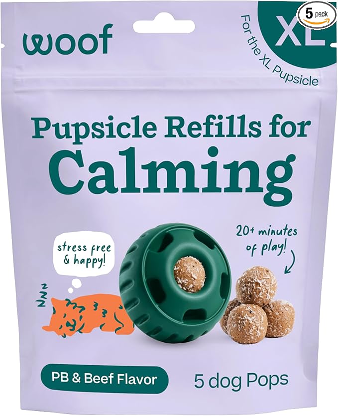 WOOF Pupsicle Refill Pops for Calming - Long-Lasting Refills for The Pupsicle Toy to Promote Calm - Calming Dog Treats - Magnesium for Dogs- XL Pops - 5 Count
