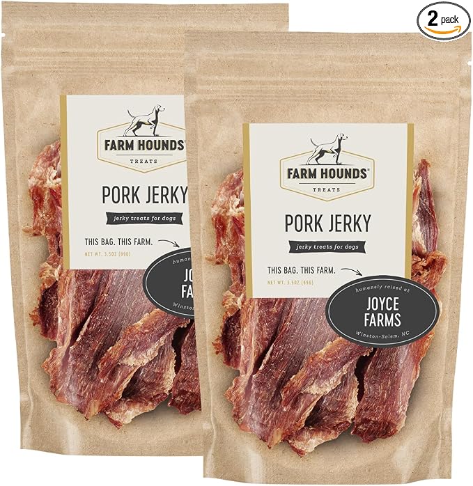 Farm Hounds - Premium Natural Pork Jerky for Dogs - Made from 100% Humanely Raised Pork - Break-to-Size - Great for Training & Treats - No Added Fillers - Made in USA - 3.5 oz - 2 Pack
