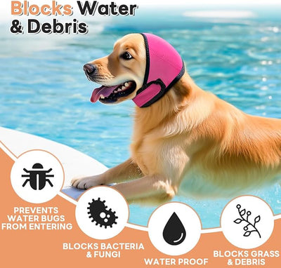 Dog Ear Muffs, No Flap Ear Wrap for Hematoma, Waterproof Calming Hoodie for Bathing, Grooming, Drying & Noise Relief