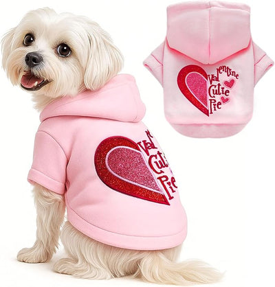 ABRRLO Small Dog Hoodie Clothes Cute Pink Fleece Dog Sweater for Small Dogs Cats Girl Warm Puppy Sweatshirt with Leash D Ring Fall Winter XS Pet Outfits Chihuahua Yorkie Shihtzu Clothing(Cutie Pie,M)