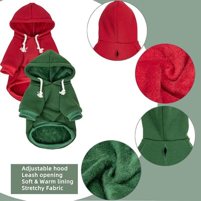 2-Pack Dog Hooded Sweaters & Jackets - Soft Dog Clothes Hoodie for Small/Medium/Large Dogs & Cats | All-Season Comfort & Fit, Stylish Pet Shirts Apparel & Accessories (Wine red, Dark Green, XX-Large)