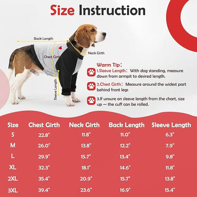 Lukovee Recovery Suit for Dogs - Padded Elbow Protector to Stop Licking, Long Sleeve for Pet Male Female Dog Front Leg Injuries Shoulder Wounds After Surgery Cone Alternative (Black&Gray,Large)