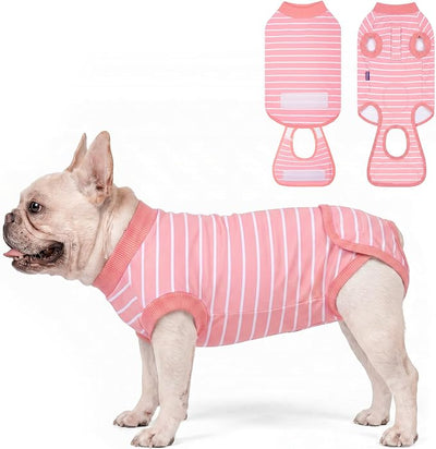 cyeollo Dog Surgery Recovery Suit, Surgical Suit for Female Male Dogs, Soft Dog Onesie, Spay Neuter Body Suits, E-Collar & Cone Alternative, Anti-Licking Wound, Puppy Clothes for Small Dogs, Stripes S