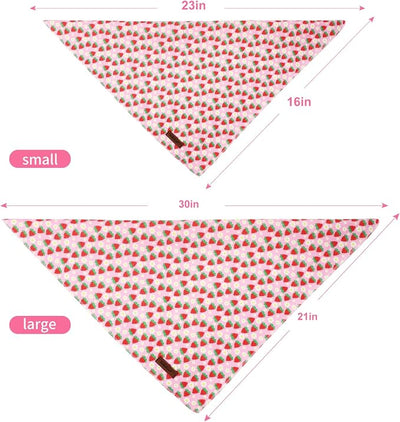 Sweet Strawberry Dog Bandana - Soft Pink Spring Summer Dog Neck Scarf, Cute Pet Bib for Puppy Kitten, Kawaii Photo Dogs Cats Prop for Daily Use Parties & Pet Photography S