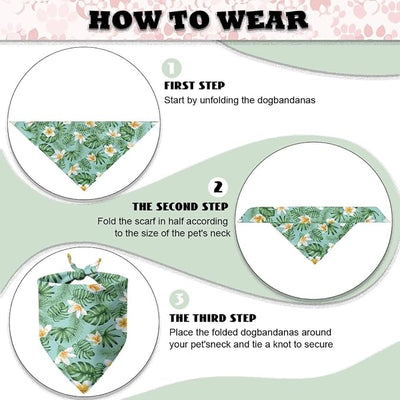 KEIAHUAN Tropical Flowers Dog Bandanas Reversible Triangle Pet Scarf Adjustable Kerchief Holiday Scarves for Small Medium Dog Boy Girl Pets