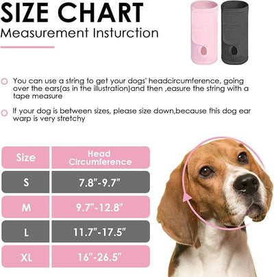 AOFITEE Dog Calming Hoodie, Anti-Slip Headband for Dog Hematoma, Adjustable Dog Ear Muffs Cover for Noise Anxiety, Dog No Shake Ear Wrap for Grooming, Fireworks, Thunderstorms, Drying, Pink L