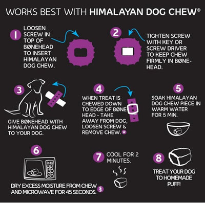 Himalayan Dog Chew Bonehead, Small Dog Chew Holder, Secures Yak Chews and Bully Sticks, Durable Nylon Dog Treat Holder, Safe Chew Toy for Puppies and Small Dogs, Safe Chewing Accessory, 1 Dog Toy