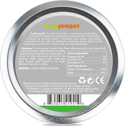 EcoVenger Flea Collars for Dogs & Cats - Flea & Tick Repellent 2-Pack Green. Built-in Pant-Based Formula Strong Repellency Slow Release, Lasting Protection, Pleasant Aroma, Waterproof