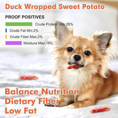 MON2SUN Dog Treats, Duck Wrapped Sweet Potato, High Protein, Low Fat, No Rawhide, Soft and Chewy Training Snacks for Small to Large Dogs, 25 oz