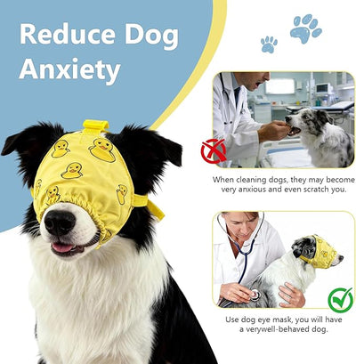 NACOCO Dog Calming Cap Eye Mask Ducks Nylon Shading Pet Anxiety Mask Muzzle for Grooming Anti Car Sickness (Yellow, M)